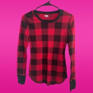 Old navy red plaid thermal shirt size s